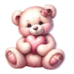 A cute sweet teddy bear holding a heart