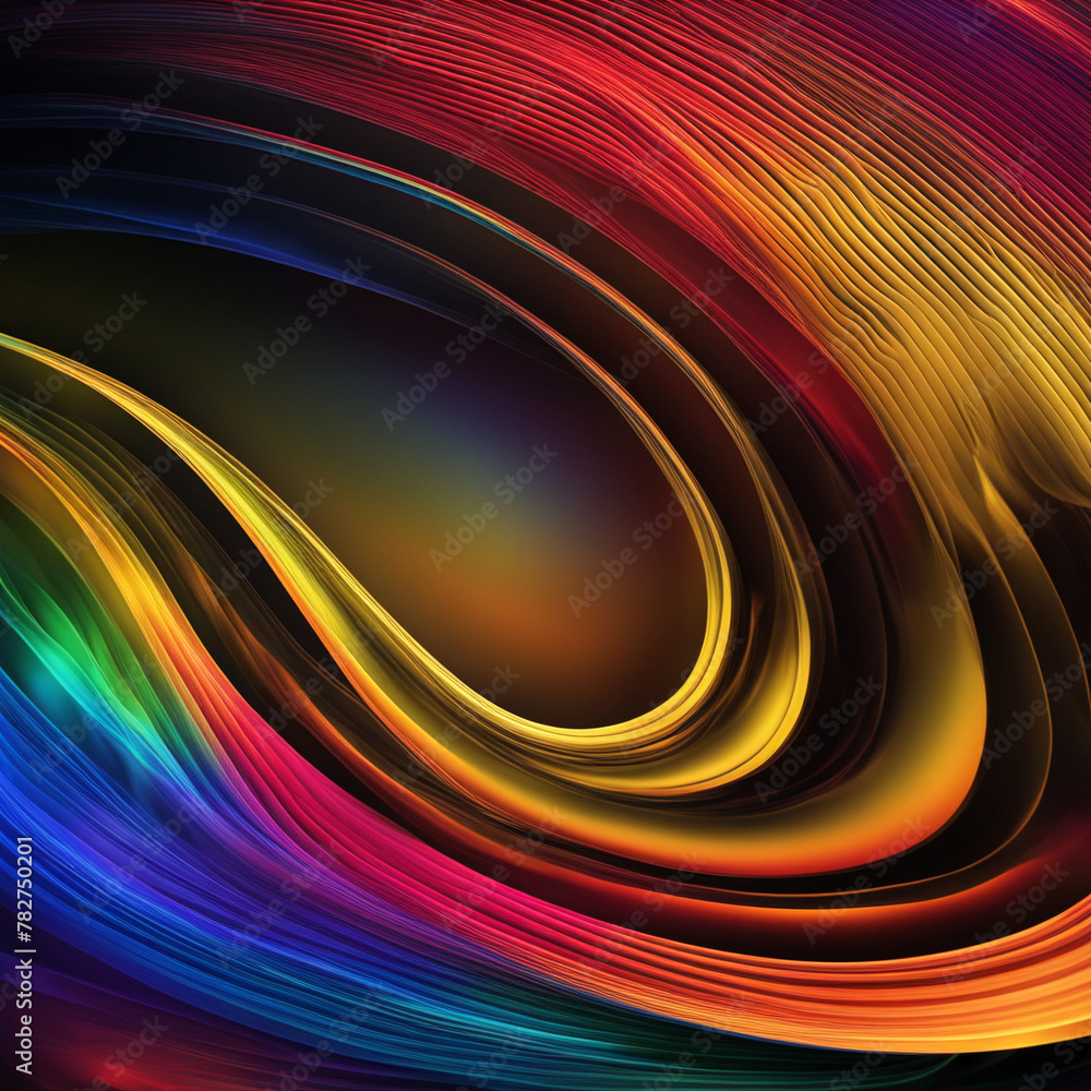 Poster stylish rainbow background and texture. abstract rainbow curved lines waves on multi colored distort
