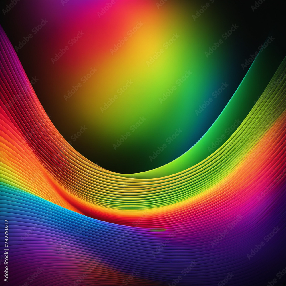 Poster stylish rainbow background and texture. abstract rainbow curved lines waves on multi colored distort