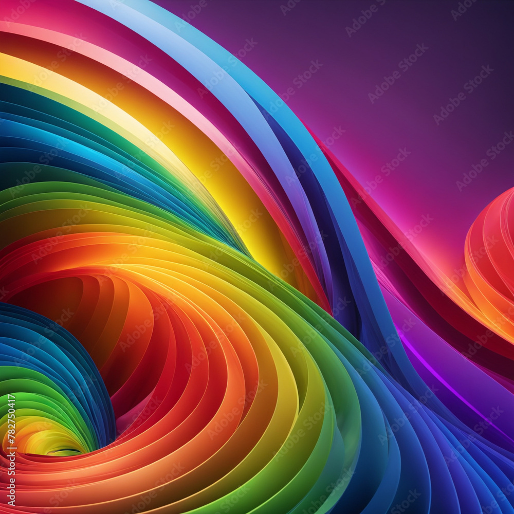 Poster stylish rainbow background and texture. abstract rainbow curved lines waves on multi colored distort