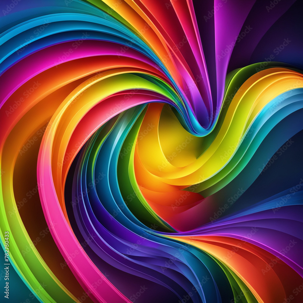 Poster stylish rainbow background and texture. abstract rainbow curved lines waves on multi colored distort