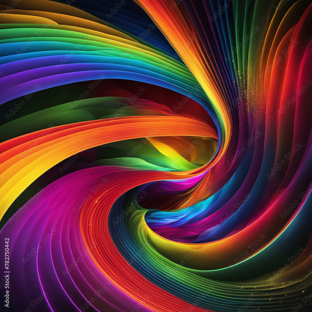 Poster stylish rainbow background and texture. abstract rainbow curved lines waves on multi colored distort