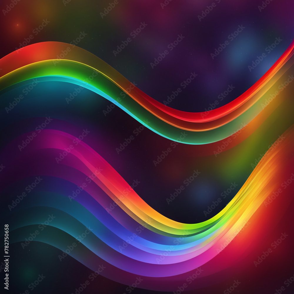 Poster stylish rainbow background and texture. abstract rainbow curved lines waves on multi colored distort