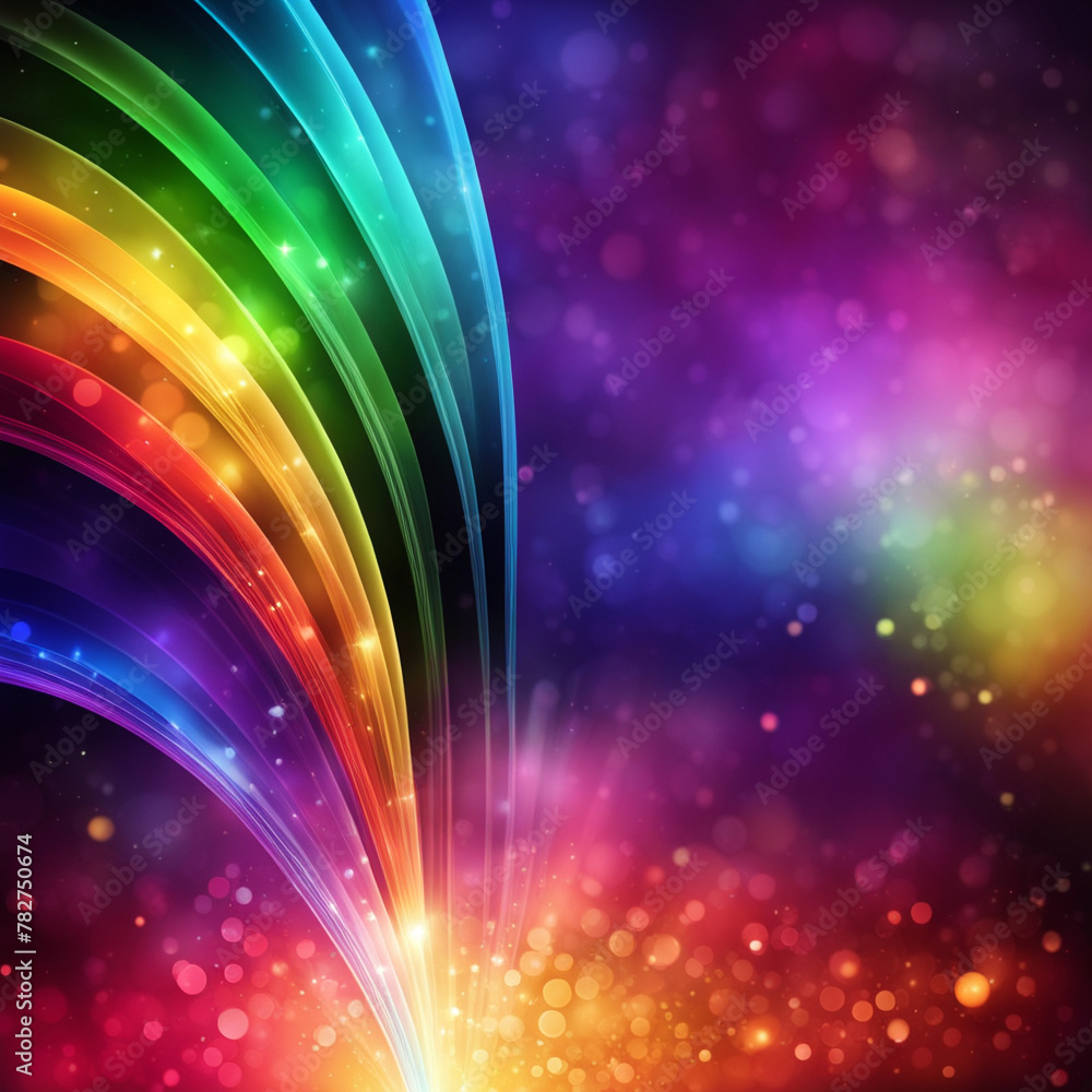 Poster stylish rainbow background and texture. abstract rainbow curved lines waves on multi colored distort