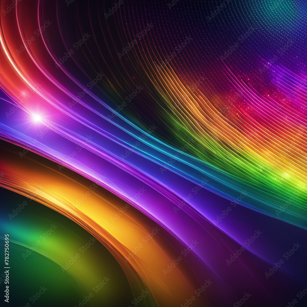 Poster stylish rainbow background and texture. abstract rainbow curved lines waves on multi colored distort