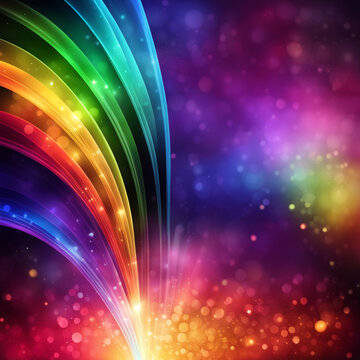 Stylish rainbow background and texture. Abstract Rainbow Curved Lines Waves on Multi Colored Distorted Rainbow Lines