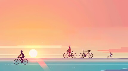 minimalist sunset seaside path illustration poster background