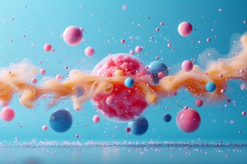 Fototapeta premium Blue Background With Bubbles Floating. Generative AI