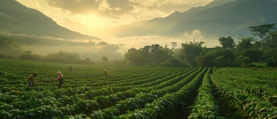 A serene early morning in a chilli field