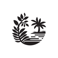 Fototapeta na wymiar minimalist jungle logo on a white background 
