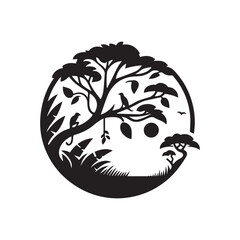 minimalist jungle logo on a white background	