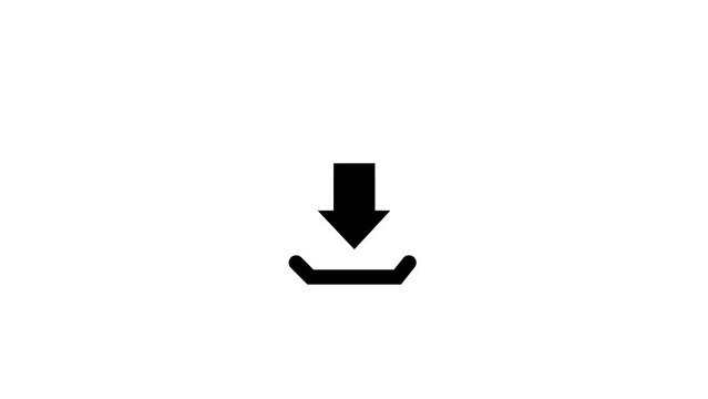 Download icon animation. flat download sign down arrow moving animation background. Animated icon of the download symbol. 4K motion animation.
