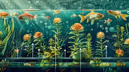 Aquaponics System Symbiosis Illustration