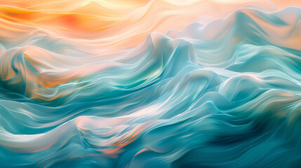 An artistic depiction of tranquil, gently flowing waves, invoking sensations of peace, fluidity, and the graceful rhythms of nature - obrazy, fototapety, plakaty