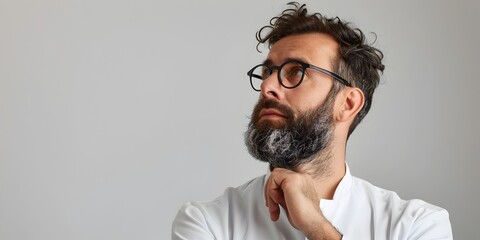 Obraz premium Pensive Scientist Evaluating Ethical Implications with Thoughtful Gaze