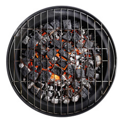 Empty round grill isolated on transparent background, top view