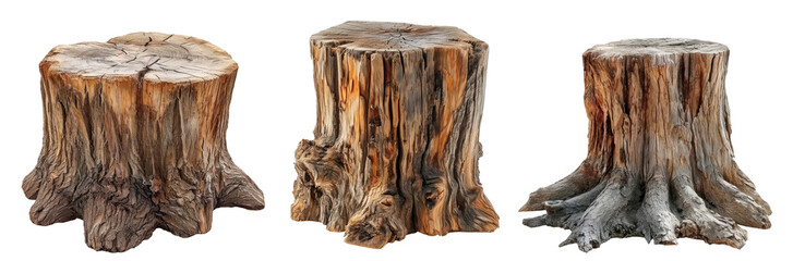 Stumps isolated on transparent background, front view