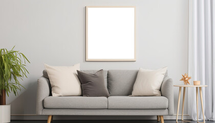 Fototapeta na wymiar Modern inviting Art Living Room Mockup, living room interior poster frame mockup