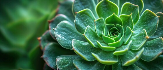 Obraz premium Succulent plant, close up, green patterns, sharp detail, soft focus