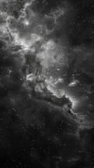 Black and white view of a vast night sky filled with stars, creating a mesmerizing scene. Wallpaper. Background.