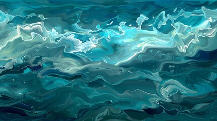 Fototapeta na wymiar Blue Turquoise Ocean, Oceanic Dream in Teal, abstract landscape art,