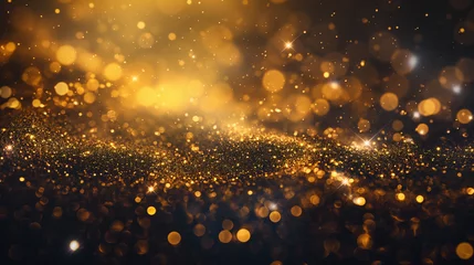 Foto op Canvas An enchanting golden scene with sparkling bokeh and glitter evoking feelings of celebration and excitement © Armin