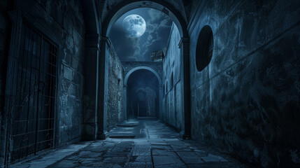 Whispers of the past seem to whisper through the moonlit corridors as if the fort itself has come to life under the gentle glow. . . - obrazy, fototapety, plakaty