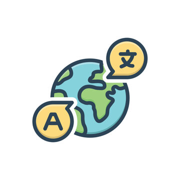 Color illustration icon for foreign language