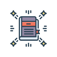 Color illustration icon for dictionary - obrazy, fototapety, plakaty