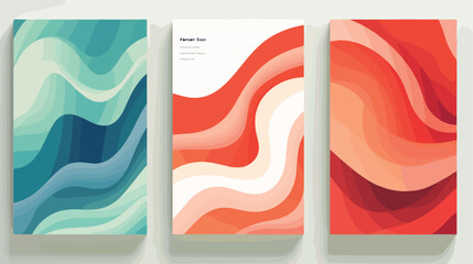Cover Design Templates Set with Wavy Stripes in Mod