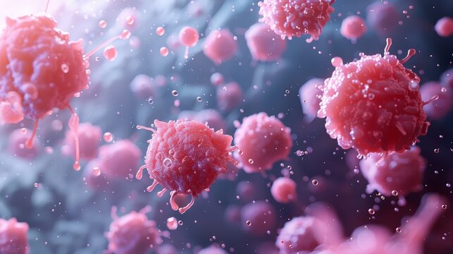 Hairy cell leukemia, 3D illustration. It is a hematological malignancy, chronic lymphocytic leukemia, with accumulation of abnormal B lymphocytes