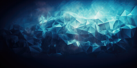 Abstract 3d rendering of chaotic blue polygonal background. Futuristic polygonal design. Wide panoramic polygonal wallpaper	
