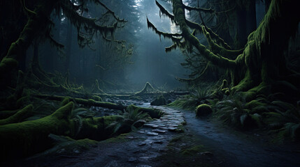 stream in the forest. - obrazy, fototapety, plakaty