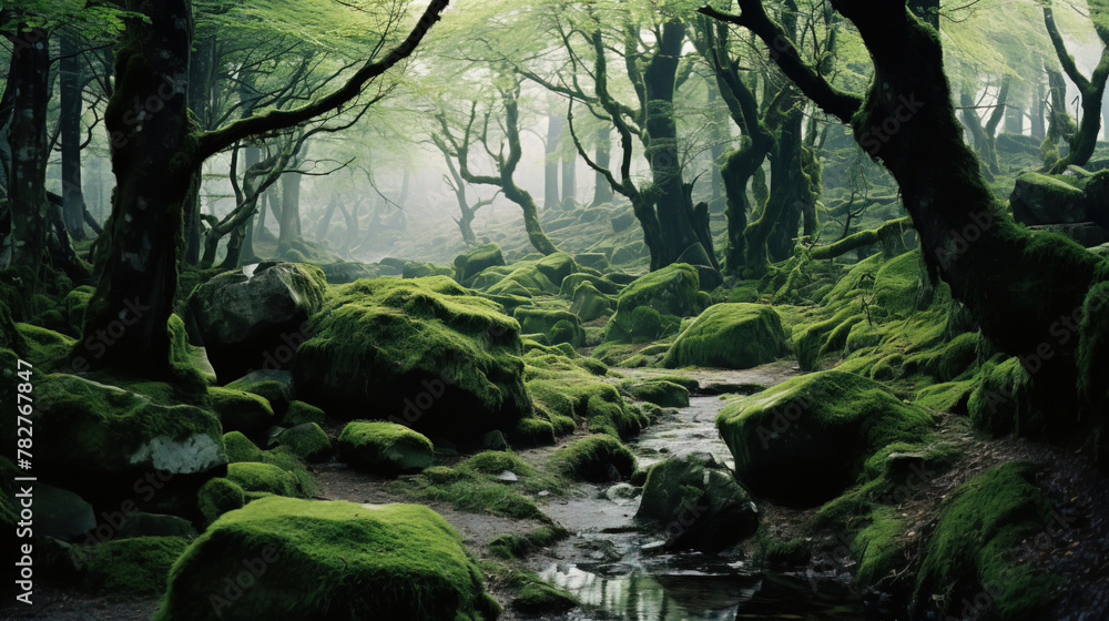 Wall mural stream in the forest.