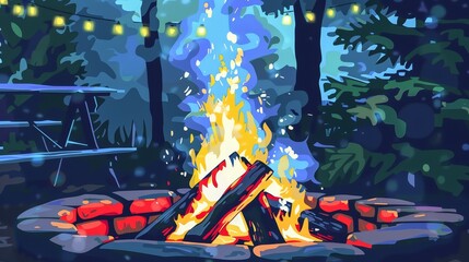 Campfires and cooking outdoors, Roasting marshmallows, campfire stories, cooking meals over the fire - obrazy, fototapety, plakaty
