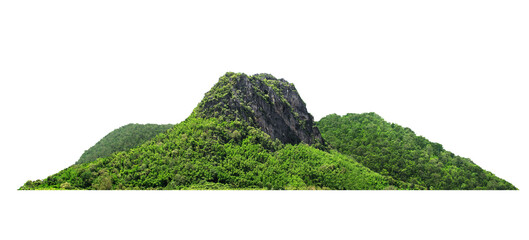 Panorama island, hill, mountain isolated on a white background. with clipping path, for photo montage.