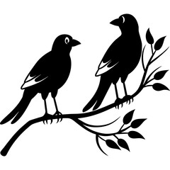     Bird on a branch vector illustration.
