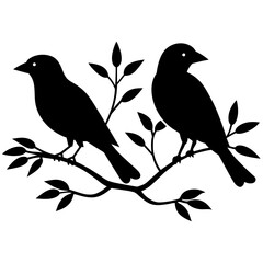     Bird on a branch vector illustration.
