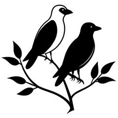     Bird on a branch vector illustration.
