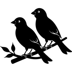     Bird on a branch vector illustration.
