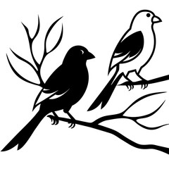     Bird on a branch vector illustration.
