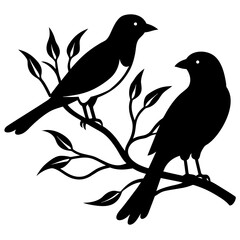     Bird on a branch vector illustration.
