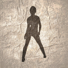 Standing woman. Sport girl illustration. Young woman silhouette.