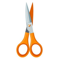 Pair of Orange Scissors  isolated on a transparent background, clipart, graphic resource