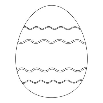 Childrens coloring books. Easter egg decorated with waves. Vector black and white drawing