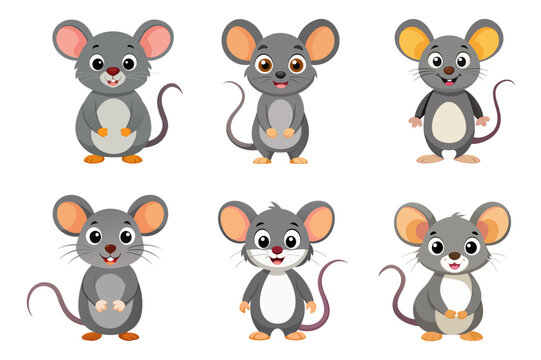 Set of cartoon mouse