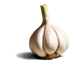 organic garlic vegetable isolated on transparent png background with shadows