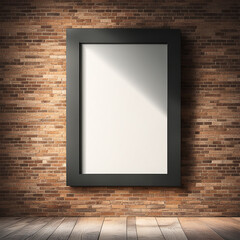 Blank frame, Mock up poster frames on brick wall of room or living room, interior design background.