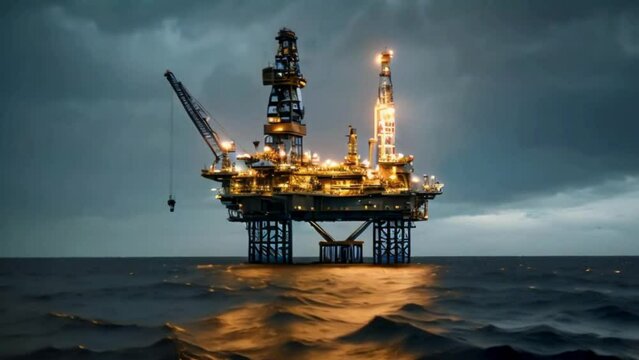 Offshore Oil Rig Drilling Platform at Sea