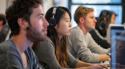 The team collaborates on software development and innovation in a modern tech savvy workspace